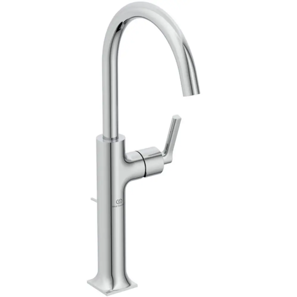 Waschtischarmatur in Chrom mit Hebelgriff und Auslauf. Von Ideal Standard, geeignet für moderne Badezimmergestaltung.